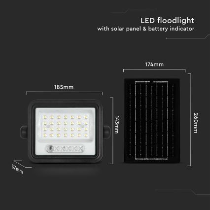 Dimmable Solar LED Floodlight, 50W, 3.2V, 2000-8000K, IP65, 3800 mAh, black + remote control