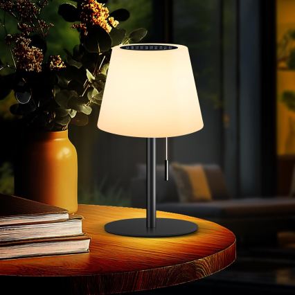 Dimmable LED Solar Lamp LED/2W/5V USB 1200 mAh IP44 White/Black