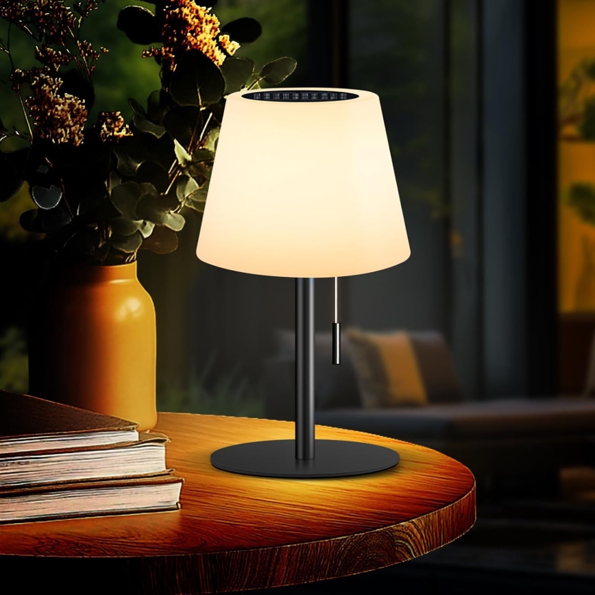 Dimmable LED Solar Lamp LED/2W/5V USB 1200 mAh IP44 White/Black