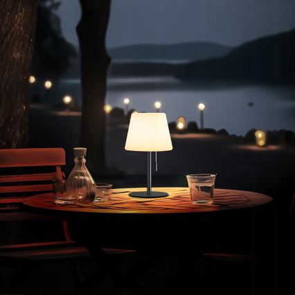 Dimmable LED Solar Lamp LED/2W/5V USB 1200 mAh IP44 White/Black