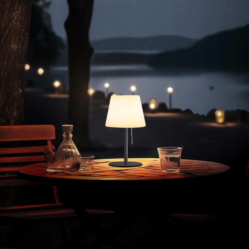 Dimmable LED Solar Lamp LED/2W/5V USB 1200 mAh IP44 White/Black
