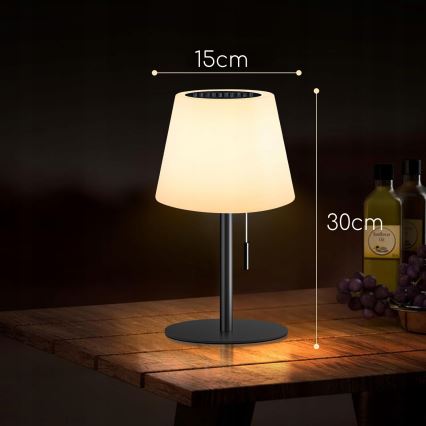 Dimmable LED Solar Lamp LED/2W/5V USB 1200 mAh IP44 White/Black