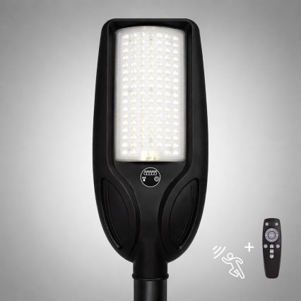 Dimmable LED Solar Street Light with Sensor VENICE LED/100W/3,2V 6000 mAh IP65 Black + Remote Control