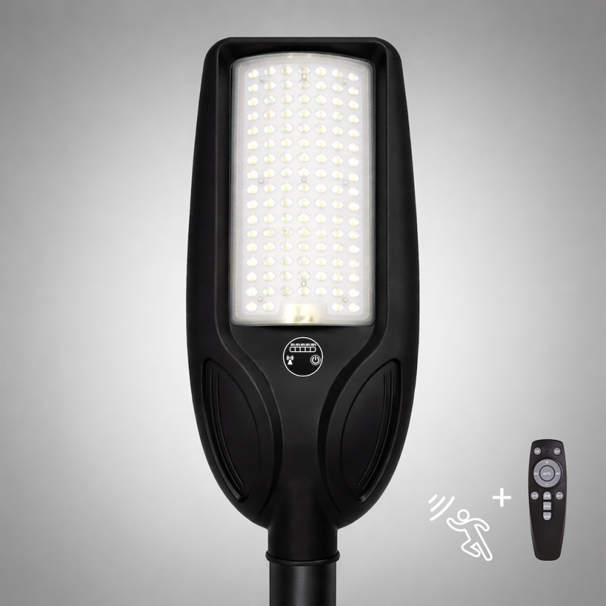 Dimmable LED Solar Street Light with Sensor VENICE LED/100W/3,2V 6000 mAh IP65 Black + Remote Control