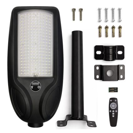 LED Dimmable Solar Street Light with Sensor VENICE LED/200W/3.2V 12000 mAh IP65 Black + Remote Control