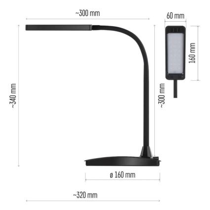Dimmable LED Table Lamp EDDY LED/6W/230V 3000/4500/6800K Black