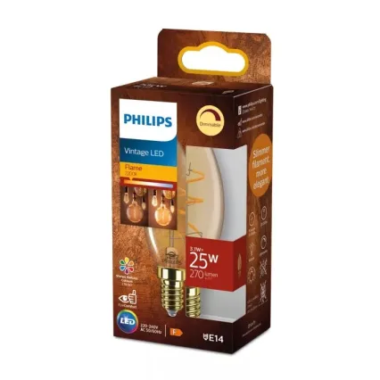 Dimmable LED bulb VINTAGE Philips B35 E14, 3.1 W, 230 V, 2200 K, CRI 90