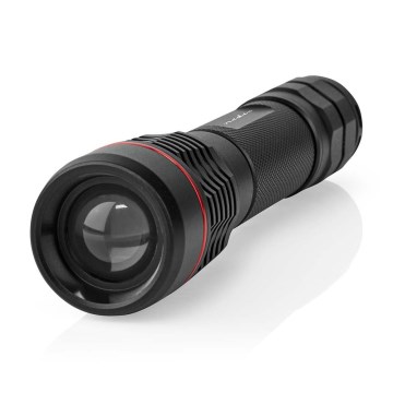 Dimmable Rechargeable Aluminum LED Flashlight, 10W, 5V, 2200 mAh, IPX7, Black