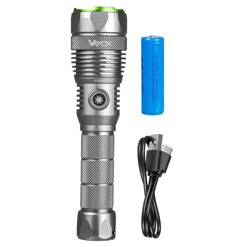 Dimmable rechargeable LED flashlight with power bank function LED/30W/5V IPX7 3000 lm 4000 mAh