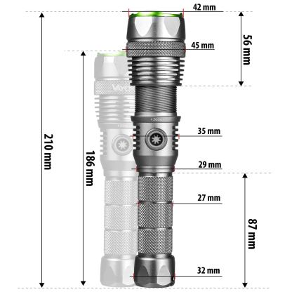 Dimmable rechargeable LED flashlight with power bank function LED/30W/5V IPX7 3000 lm 4000 mAh