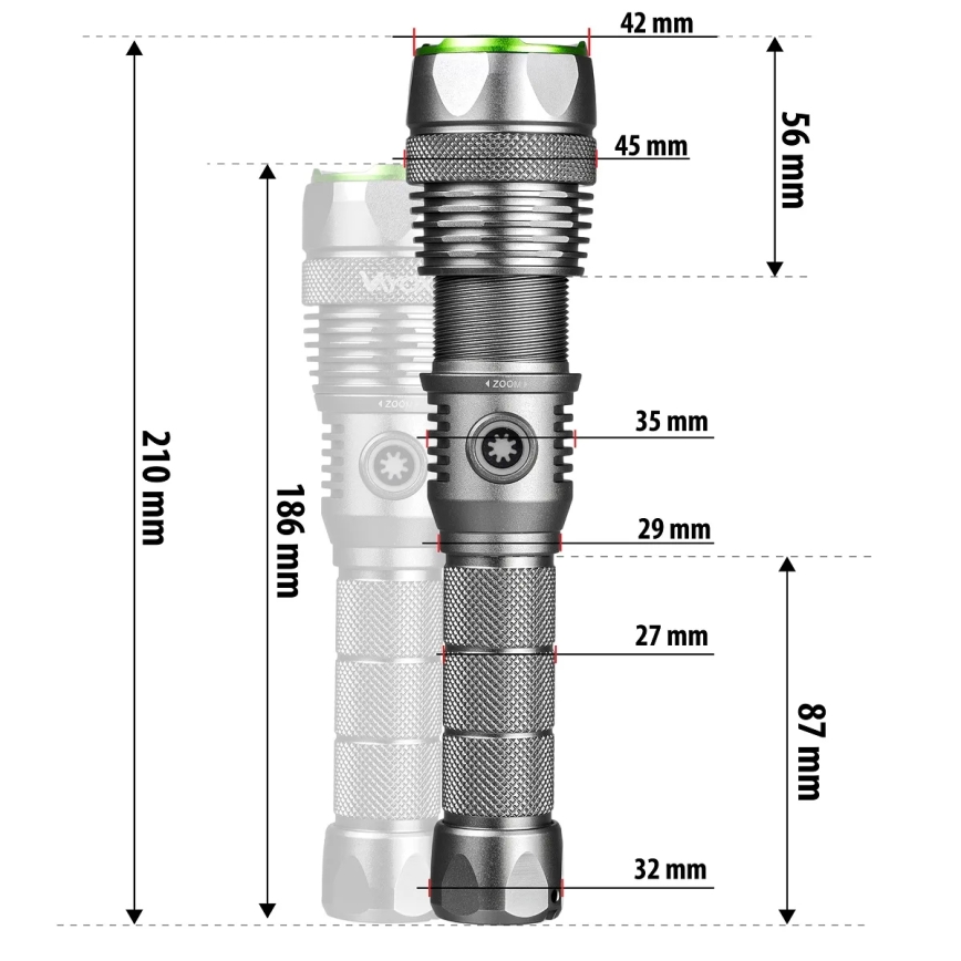 Dimmable rechargeable LED flashlight with power bank function LED/30W/5V IPX7 3000 lm 4000 mAh