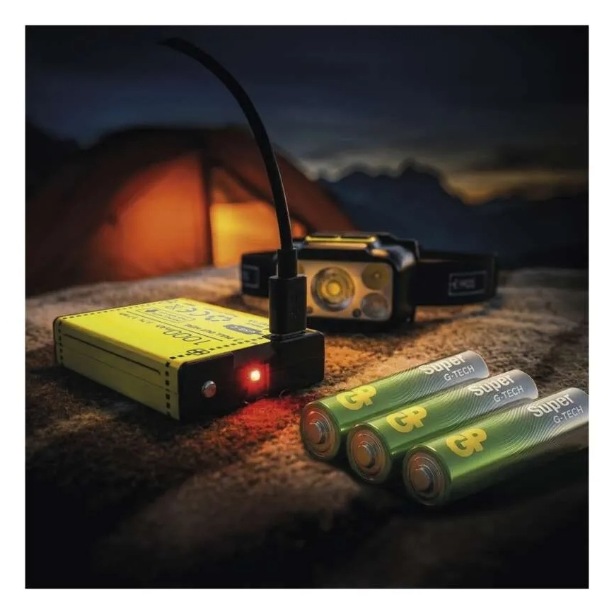 Dimmable rechargeable LED headlamp/3xAAA/1000 mAh 3.7V