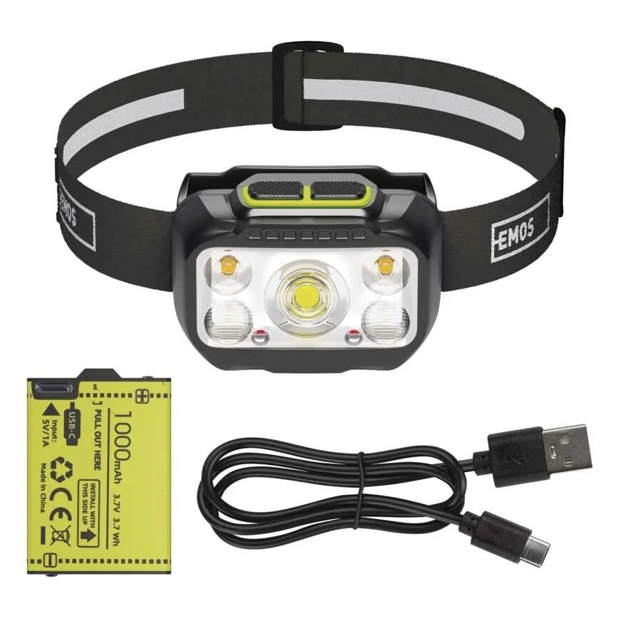 Dimmable rechargeable LED headlamp/3xAAA/1000 mAh 3.7V