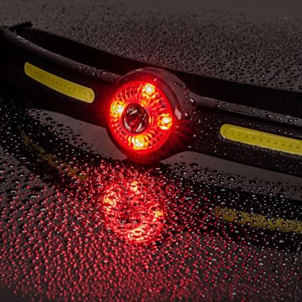 Dimmable LED Rechargeable Headlamp with Red Light — 5V, IPX4, 550 lm, 600 mAh