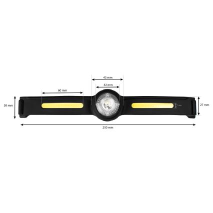 Dimmable LED Rechargeable Headlamp with Red Light — 5V, IPX4, 550 lm, 600 mAh