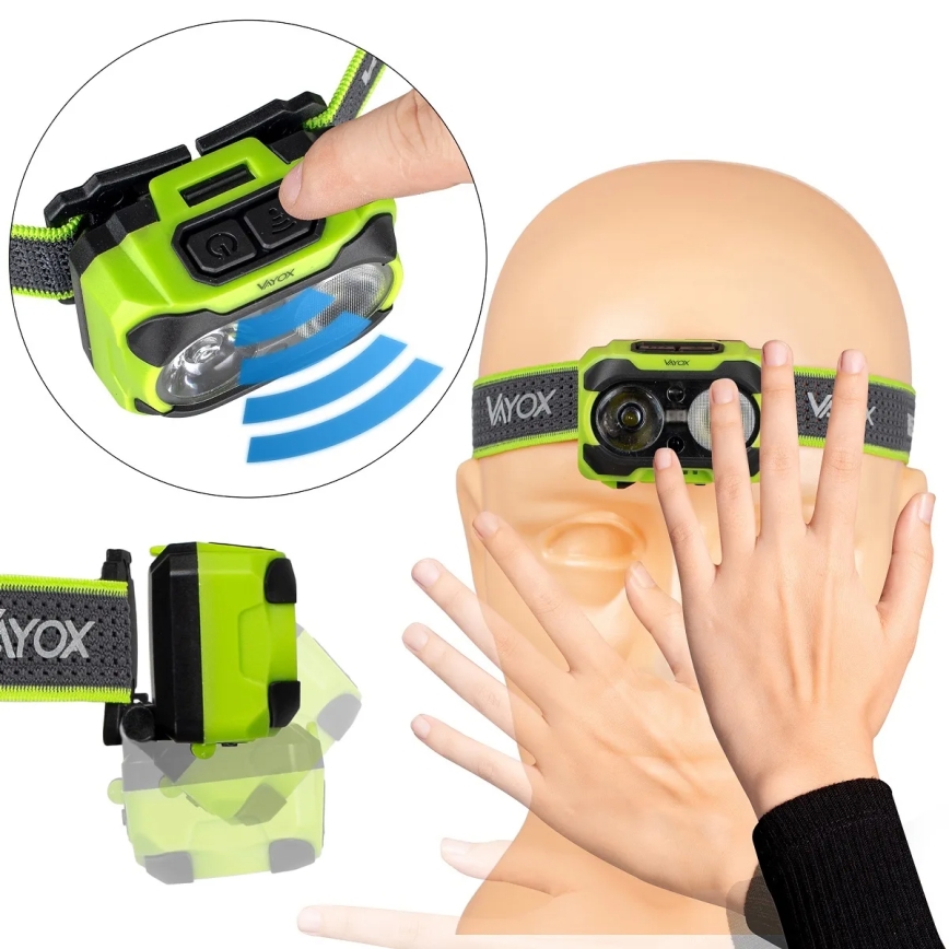 Dimmable Rechargeable LED Headlamp with Sensor and Red Light LED/10W/5V/3xAAA IP44 600 lm 1200 mAh