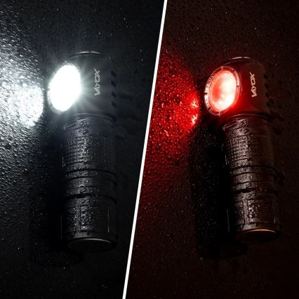 Dimmable rechargeable LED headlamp with red light, 3-in-1, LED/10W/5V, IP66, 500 lm, 800 mAh