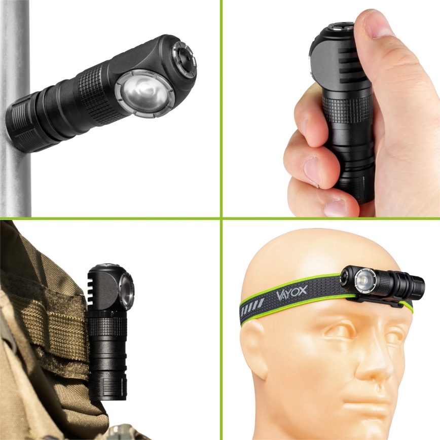 Dimmable rechargeable LED headlamp with red light, 3-in-1, LED/10W/5V, IP66, 500 lm, 800 mAh