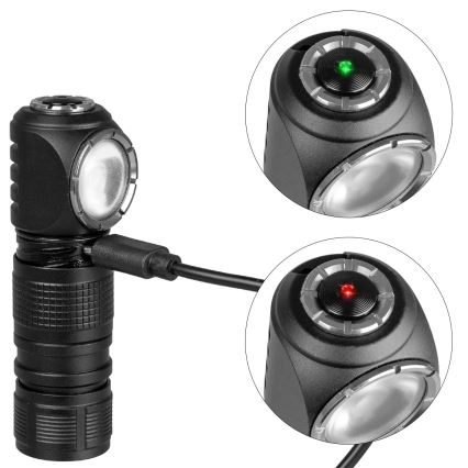 Dimmable rechargeable LED headlamp with red light, 3-in-1, LED/10W/5V, IP66, 500 lm, 800 mAh