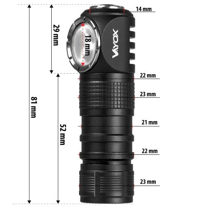 Dimmable rechargeable LED headlamp with red light, 3-in-1, LED/10W/5V, IP66, 500 lm, 800 mAh