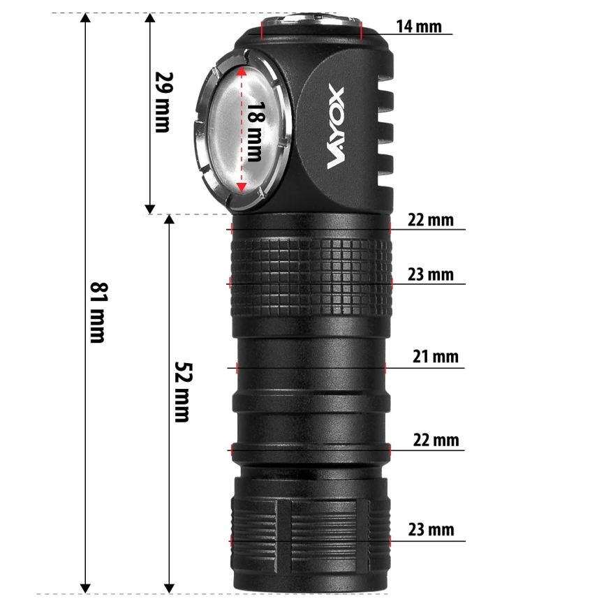 Dimmable rechargeable LED headlamp with red light, 3-in-1, LED/10W/5V, IP66, 500 lm, 800 mAh