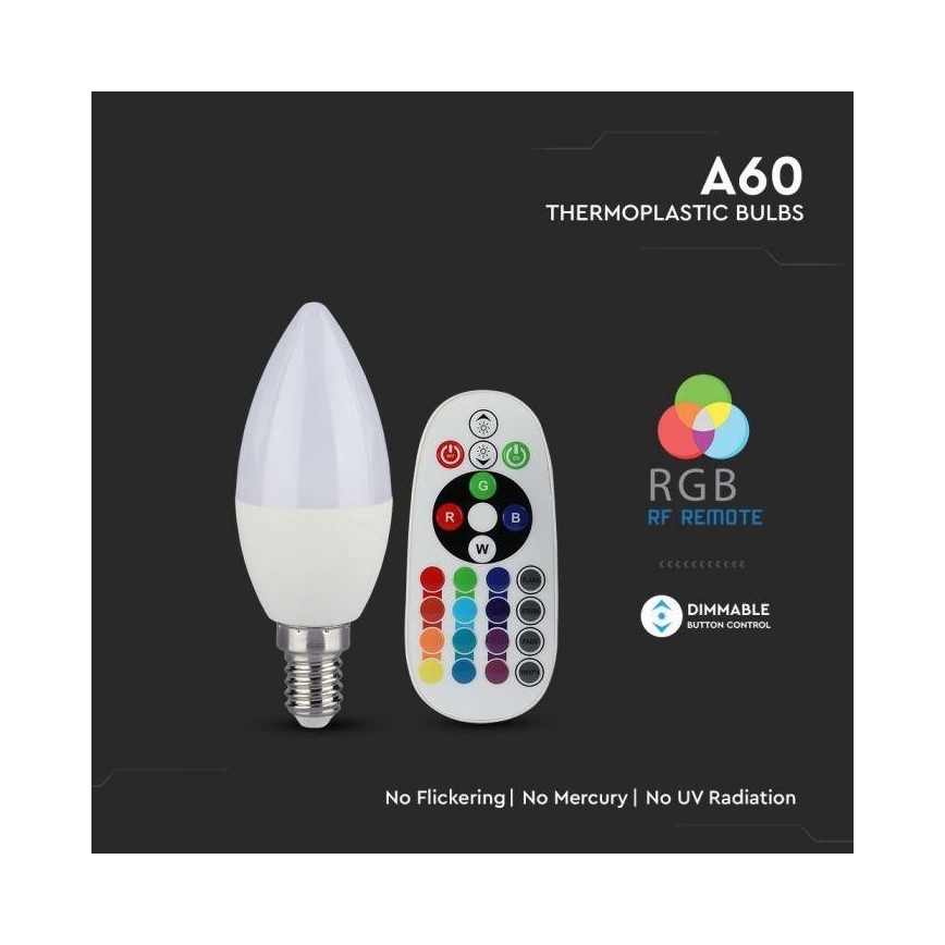 Dimmable RGB LED Bulb E14/3,5W/230V 6400K + Remote Control