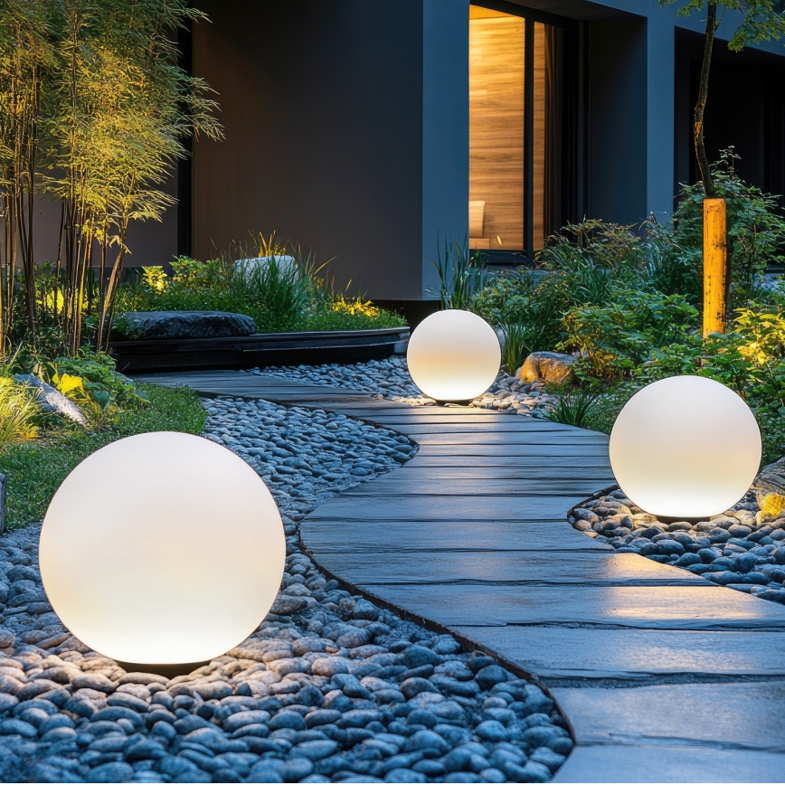LED RGBW Dimmable Solar Lamp GARDEN BALL LED/5W/3.7V 3000K IP54 2200 mAh Ø 30 cm + Remote Control