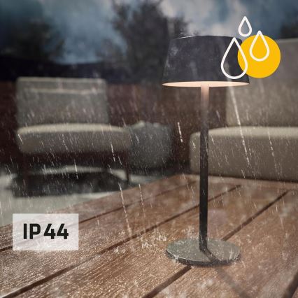 Dimmable Touch Solar LED Lamp, 3W/5V USB, 1800 mAh, IP44, Black