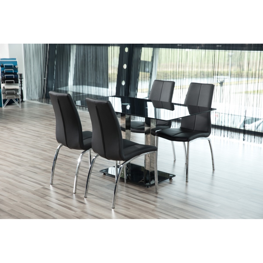 Dining chair AMAL 1 pc black/matte chrome
