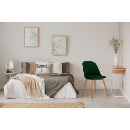 Dining chair BAKERI 86x48 cm dark green/light oak