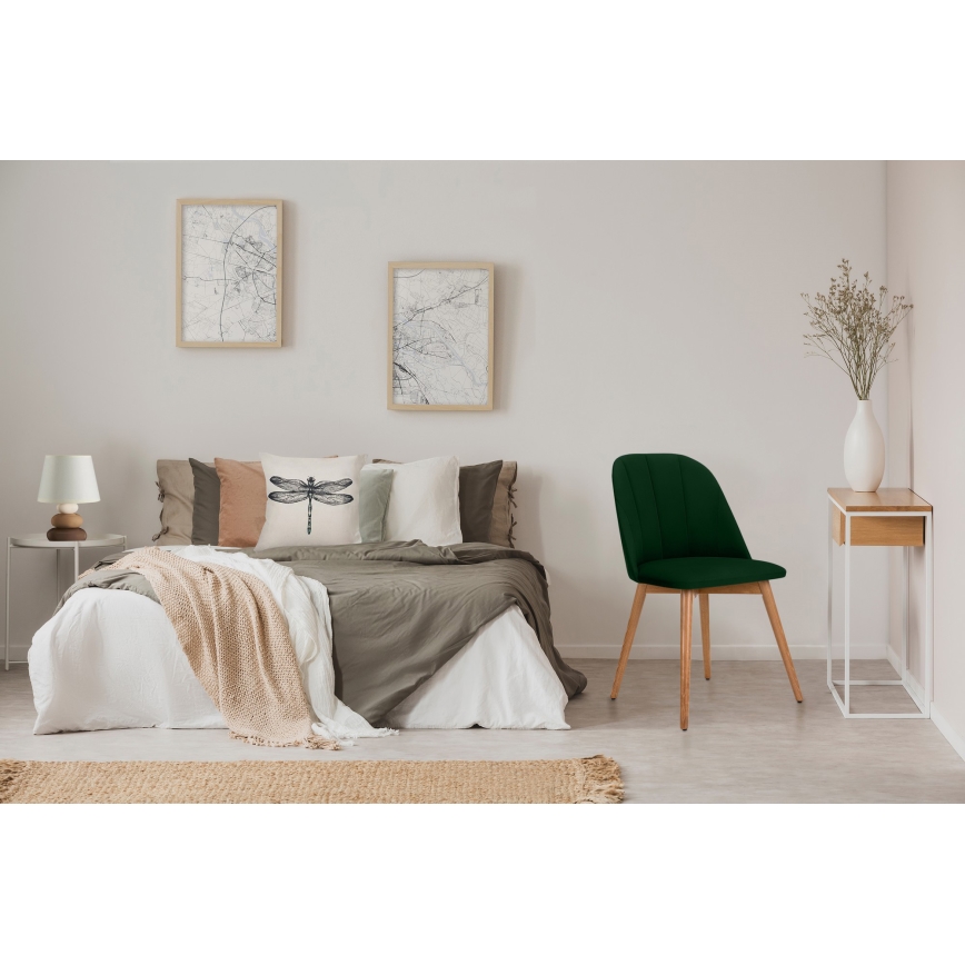 Dining chair BAKERI 86x48 cm dark green/light oak