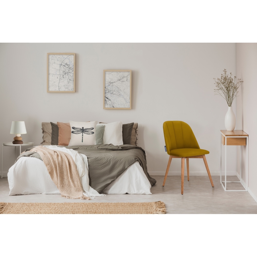 Dining chair BAKERI 86x48 cm yellow/light oak