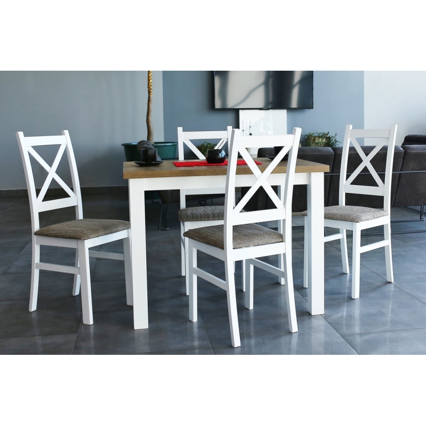 Dining chair NATE white/brown