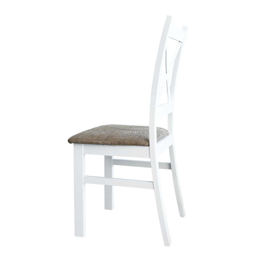 Dining chair NATE white/brown