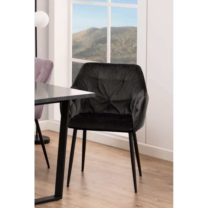 Dining chair with armrests AYLIN 1 pc black