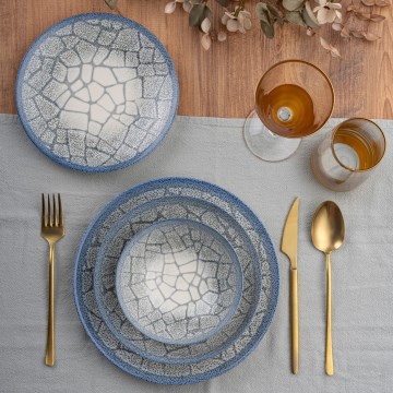 Dining set 24 pcs blue/porcelain