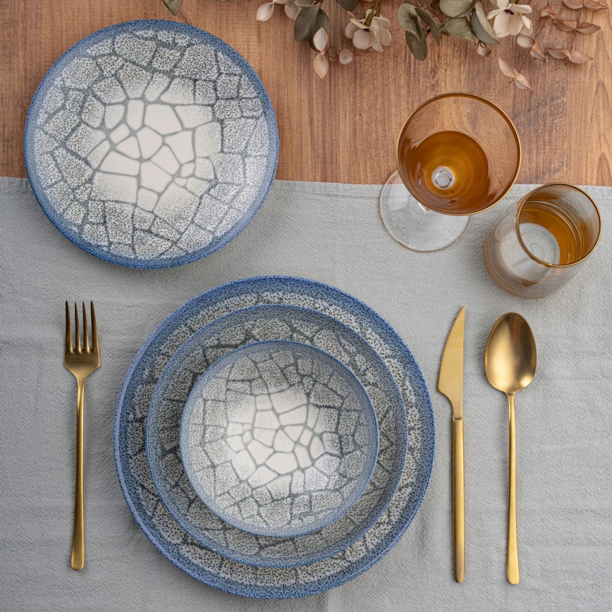 Dining set 24 pcs blue/porcelain