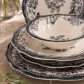 Dining set 24 pcs white/black/porcelain