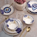 Dining set 24 pcs white/blue/ceramic
