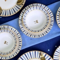 Dining set 24 pcs white/blue/gold/ceramic