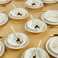 Dining set 24 pcs white/orange/ceramic