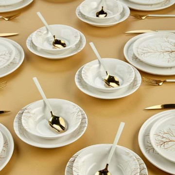 Dining set 24 pcs white/orange/ceramic