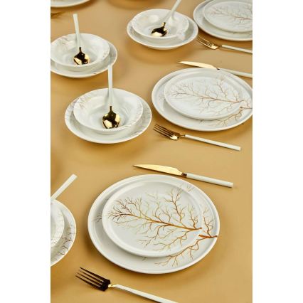 Dining set 24 pcs white/orange/ceramic