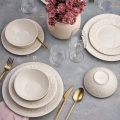 Dining set, 24-piece, cream/ceramic