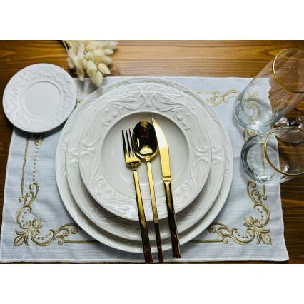 Dining set, 24-piece, cream/ceramic