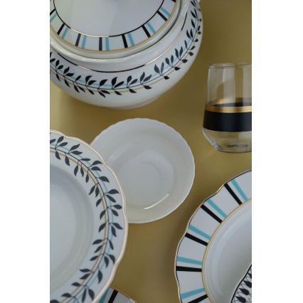 Dining set 26 pcs white/blue/black/porcelain