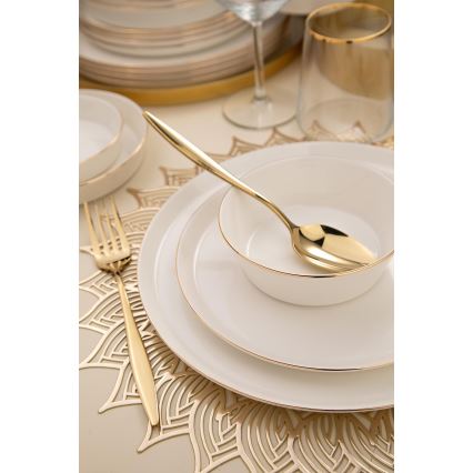 Dining set 26 pcs white/gold/porcelain
