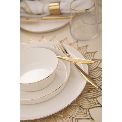 Dining set 26 pcs white/gold/porcelain