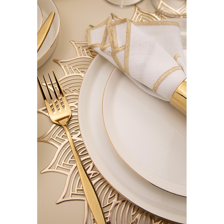 Dining set 26 pcs white/gold/porcelain