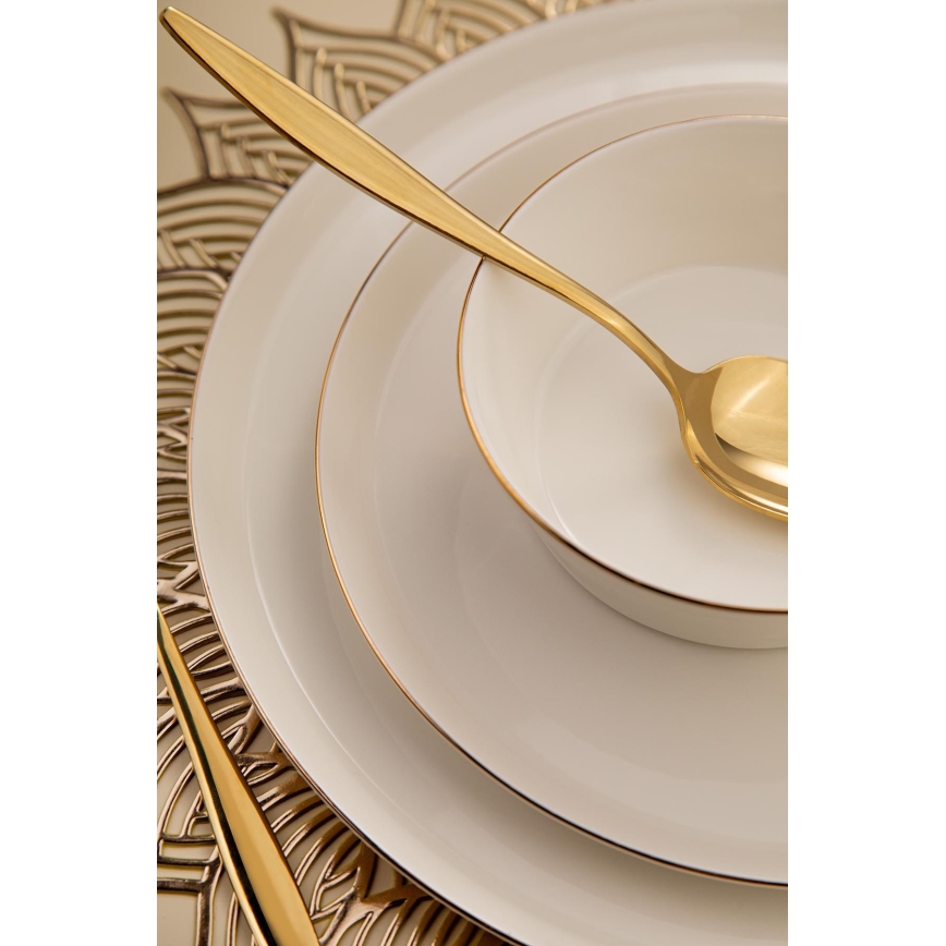 Dining set 26 pcs white/gold/porcelain